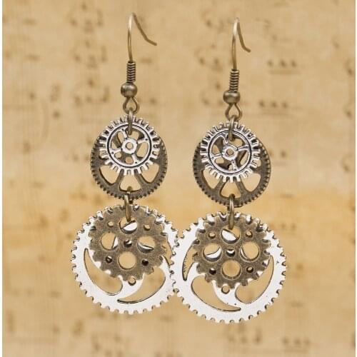2019 Korean Fashion New Metal Steamopunk Statement Dangle earring Personality Watch Needle Gear Drop Earrings jewelry for Women