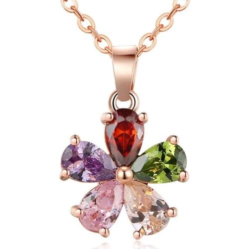 ZSLBS 2021 Fashion Summer Charm Necklace For Women Flower Shaped AAA Cubic Zircon Pendant Necklaces Clavicle Choker Collar Moda