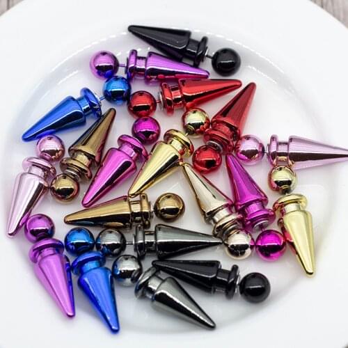 10 Pairs/Lot Double Sided Earrings For Women Brilliant bullet Fashion Stud Earrings Party Gift