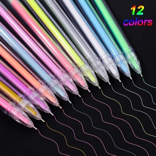 12pcs Highlight Color Pen 0.5 Mm Extra Fine Point Pens For Drawing Sketching Illustration Adult Coloring Bullet Journaling
