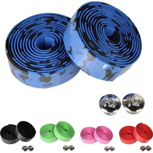 2Pcs Cycling Road Bike Handlebar Tape Extreme Sports Cork + 2pcs Bar Plug Bike Rubber Spone Handlebar Tape Wrap for Bike tools