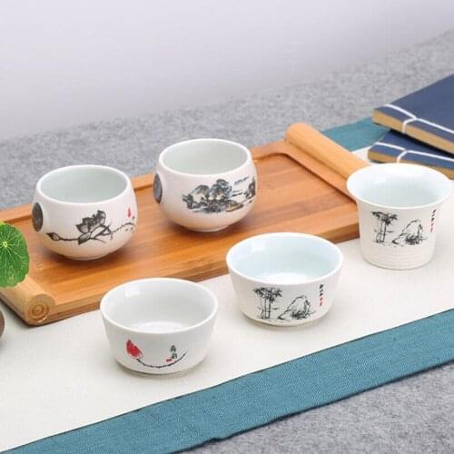 3pcs/set Porcelain Kungfu Tea Cup Tea Bowl Household Teaware Single Master Cup Kitchen Drinkware Tea Accessories