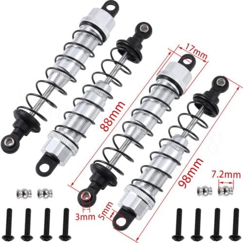 4PCS Aluminum Front & Rear Shock Absorber Assembled Oil-Filled For AXIAL SCX10 Hop-Up Parts Upgrade