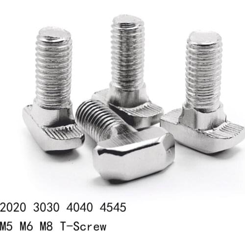 5/10pcs M5 M6 M8 T-Screws T Hammer Head T Bolt Aluminum Connector for 20/30/40/45 Aluminum Profiles 12mm 16mm 20mm 25mm 30mmCNC