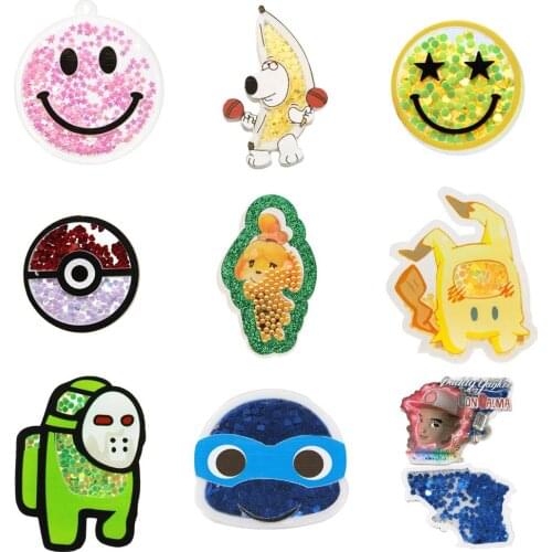 5pcs Cartoon Quicksand Sequins Acrylic Planar Resin Shakers DIY Bow-knot Crafts Home Craft Phone Case Home Decoration,5Yc19634