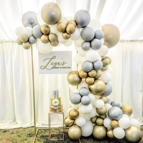 91pcs White Gold Metallic Balloons Garland Arch Kit Baby Shower Romantic Wedding Decor Happy Birthday Party Decoration Supplies