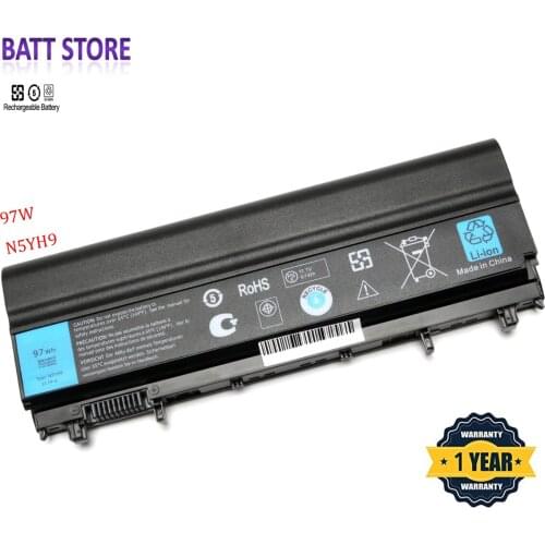 97Wh N5YH9 Laptop Battery for Dell Latitude E5440 E5540 Compatible DELL VVONF 0M7T5F 0K8HC 1N9C0 7W6K0 VV0NF F49WX NVWGM CXF66