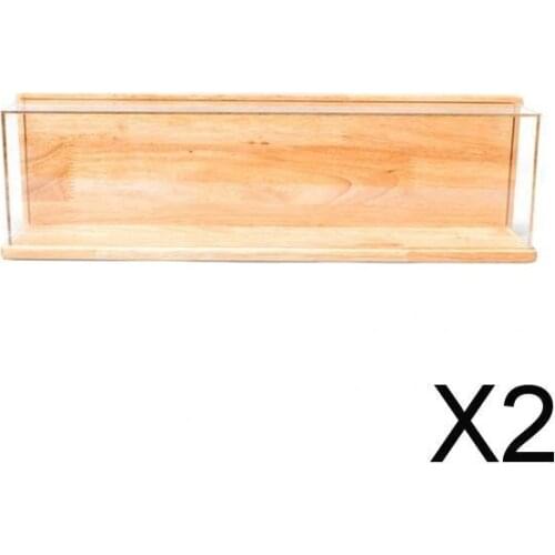 2xClear Acrylic Showcase with Wood Back Base Figures Model Toy Display Case