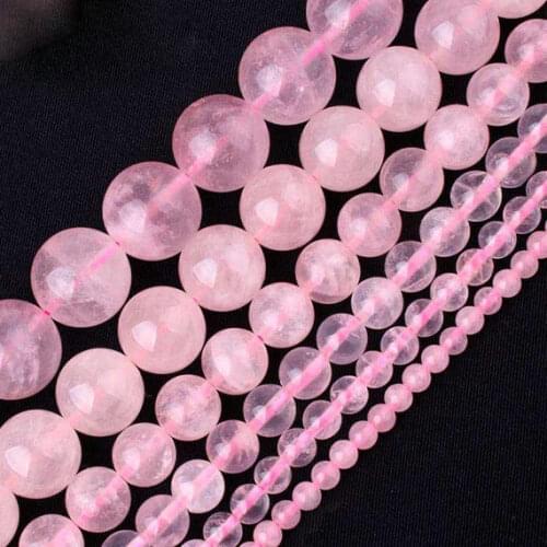 One strand 100% Natural Rose Pink Quartz Beads 4MM 6 MM 8MM 10MM 12MM Round Semi Gem Stone Jewelry Loose Beads 15.5"/Strand