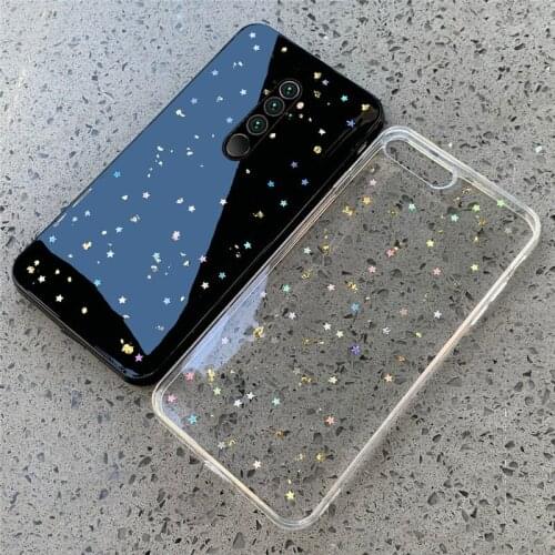 Gold Foil Stars Phone Case for Xiomi Redmi NOTE 9 PRO MAX 9S TPU Clear Cover for Xiaomi Redmi 9A 9C poco x3 nfc NOTE 10 LITE