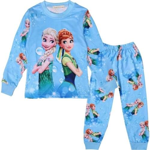Disney Elsa Anna Baby Girls Pyjamas Cutyome Long Sleeve Autumn Winter Kids Cotton Home Sleepwear Frozen Childrens Pajama Suit