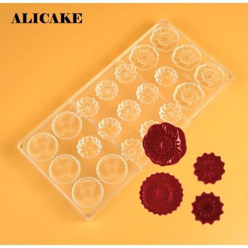 Polycarbonate Chocolate Bar Baking Mold Plastic Flowers Chocolate Form Mould Baking Pastry Tools Cake Decoration Bakery Tools