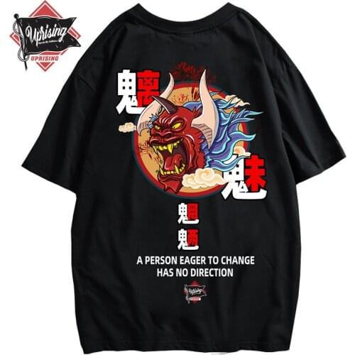 Chinese style ghost cartoon illustration printed short sleeve hip hop street dance T-shirt Japanese European and American