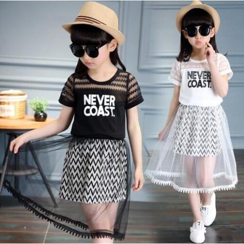 Girls Clothing Sets For kids T-Shirts & Long Skirts 2Pcs Summer Girls Outfits Children School Suits 3-12 Years clothes