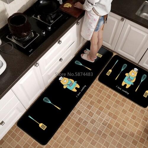 Cartoon Cute Chef Bear Kitchen Mat Combination Entry Mat Bedroom Long Bedside Blanket Custom