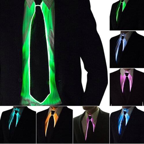 Men Gift EL Wire Black Ties Wedding Party Decor Neon LED Luminous Bow Neck Tie Ties For Men Boys Kids