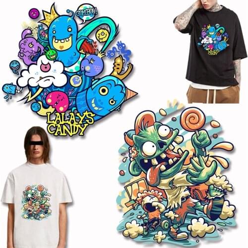 Cartoon anime game character alphabet pattern Heat Transfer for Clothing Printed Stickers Printed Decoration DIY Appliques