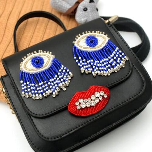2pcs tessel eye large cloth bag stickers,beaded patches for clothes parches bordados para ropa parches termoadhesivos ropa