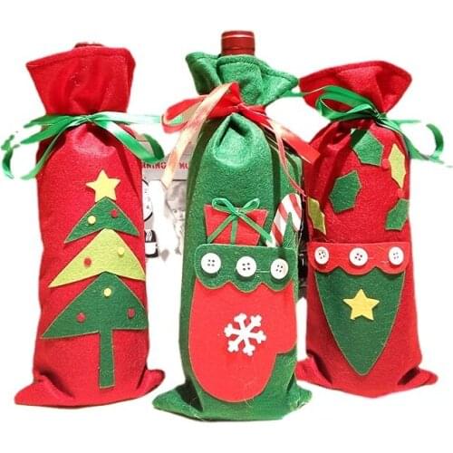 Non-woven Christmas Wine Bottle Cover Bags Champagne Red Wine Bottle Bag Sleeve Hotel Restaurant Party Holiday Table Decoration