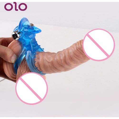 OLO Clitoris Stimulator Dildo Vibrator Penis Ring Powerful Waterproof Tongue Vibrating Cock Ring Sex Toys for Women Men
