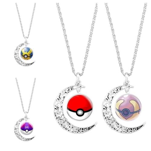 Pokemon Moon Time Gemstone Necklace Cute Cartoon Necklace Men Women Unisex Children Birthday Gift Jewelry Accessorie 2021 New