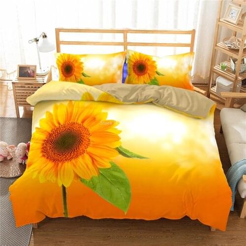 Sunflower 3D Printed Bedding Set 2/3pcs Duvet Cover with Pillowcase Set Bed Linens Home Textile for Kids Adults Bedroom Decor