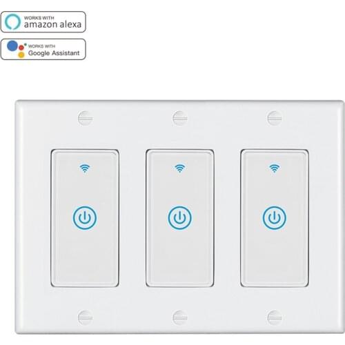 US wifi remote control three open smart switch phone voice timing touch panel smart wifi switch