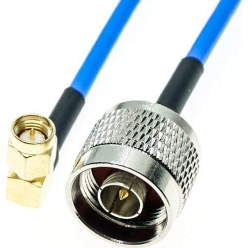 SMA Male Right Angle to N male connector RG405 RG-405 Semi Flexible Coaxial Cable 0.086" 50ohm Blue