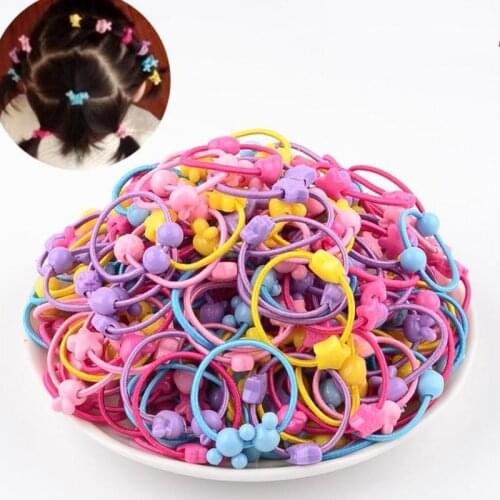 50PCS/Lot 3.0CM Lovely Stars Children Cute Rubber Bands Ponytail Holder Elastic Hair Band Head Ties Cartoon Hair Accessories