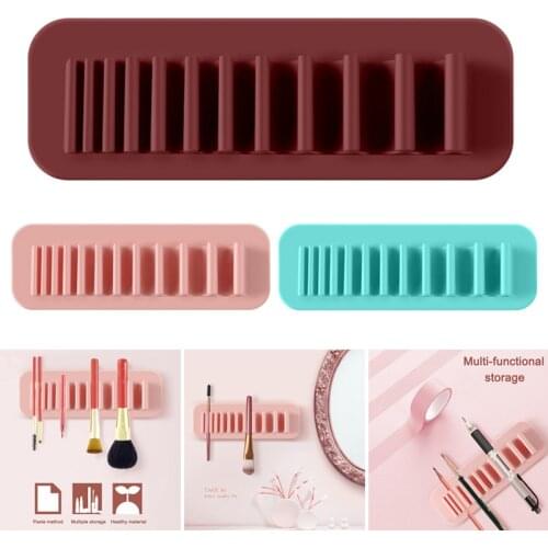 Silicone Makeup Brush Storage Rack Organizer Automatic Adsorption Toothbrush Holder Tool Cosmetic Brush Bag Brushes Make Up SMJ