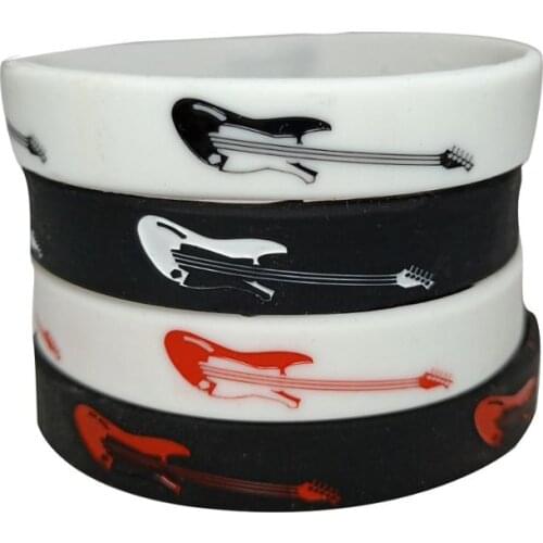 1PC New Guitar Silicone Wristband for Music Fans Rock Music Silicone Rubber Bracelets &Bangles Women Men Gift SH321