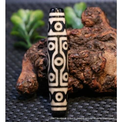 Treasure Magic Power Tibetan Old Agate 20 Eye Long dZi Bead 78MM Totem Master Pendant $$$ Timestown UPD210106A