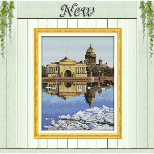 St. Petersburg,Counted Print on canvas DMC 11CT 14CT Cross Stitch kit,needlework Set embroider,Russia castle in the water Scenic