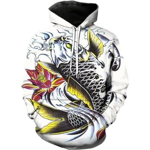 New3D hoodie Fish graphic sweatshirt Fashion print hoodie Casual mens spring and autumn Hip hop pullover Oversized coat