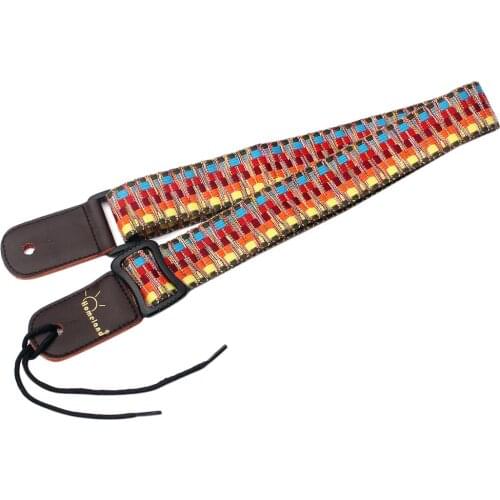Vintage Stripy Design Leather Ends Guitar/Bass Strap for Ukulele Banjo Parts