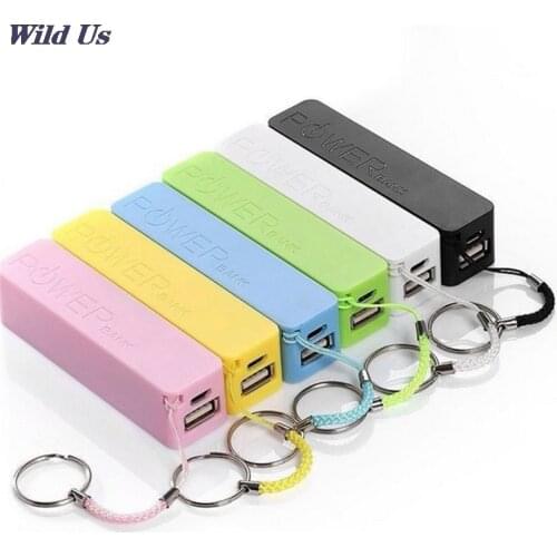 Powerbank with Key Chain USB Portable 2600mAh External Power Bank Case Pack Box 18650 Battery Charger No Battery