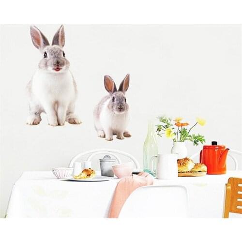 Vivid 3D rabbit wall stickers for kids bedroom living room wall decoration Modern Art Mural