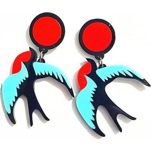 Punk Night Club Acrylic Birds Parrot Drop Earrings For Women Girls Statement Resin Long Dangle Earrings Fashion Jewelry Gifts
