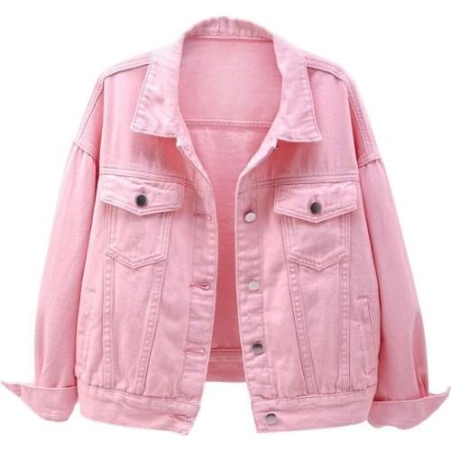 Women Jackets 2021 New Spring outwear denim coat Solid turn down collar cotton jacket for female plus size S-3XL
