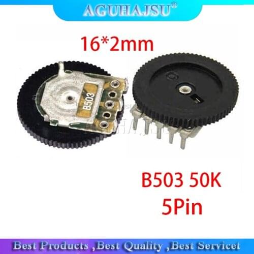 10pcs Double Gear tuning potentiometer B503 50K 5Pin 16*2mm Dial Potentiometer