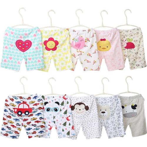 [5Pcs/lot Random Color]Cartoon Print Baby Shorts Cotton Baby Girl Shorts Summer Toddler Unisex Short Pants Newborn Panties