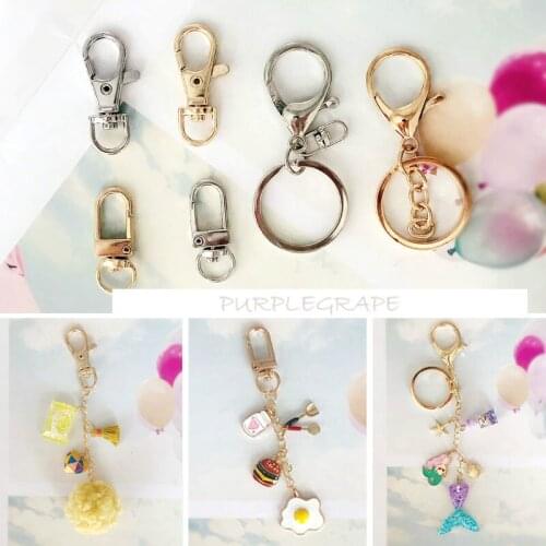 6pcs DIY Key Chain Accessories Homemade Creative Handbag Pendant Material Extension Chain KC Gold Lobster Chain Key Ring