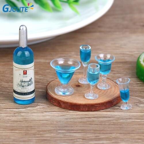 6Pcs/Lot Mini 1:12 Dollhouse Miniature Simulation Cocktail Wine Bottles Pretend Play Doll Food Drink Accessories