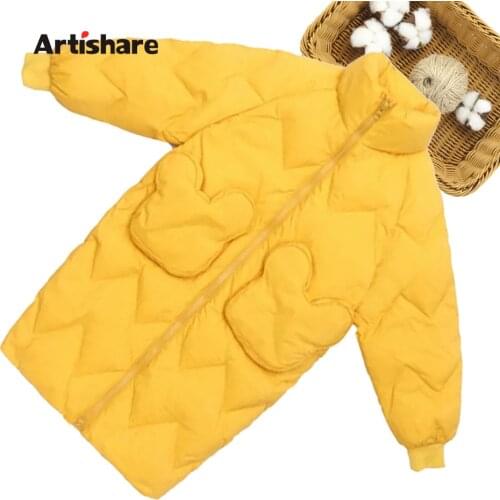 Girls Long Coat Solid Color Coat For Girls Thick Warm Jacket Girl Winter Kids Clothes 6 8 10 12 14