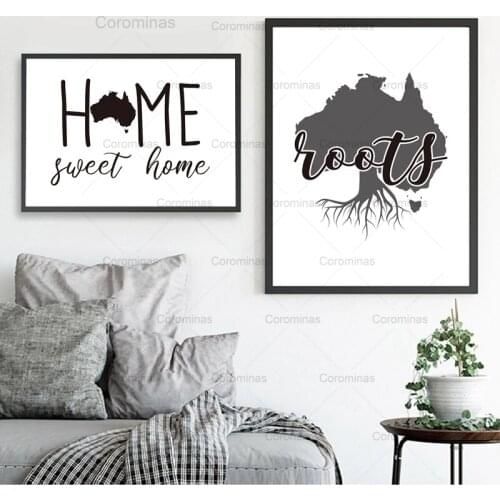 Home Sweet Quote Australia Wall Art Canvas Painting Pictures My Roots Floral Design Posters and Prints Mandala Home Decoration