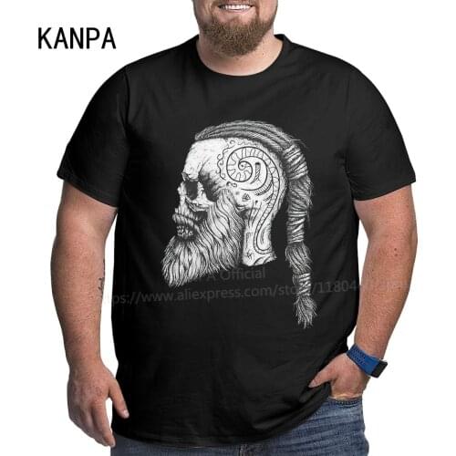 KANPA Viking Man Mens Cotton Oversized T Shirts Big Tall Man T-shirt Father Summer Short Sleeve Plus Size Tops Tee Shirts