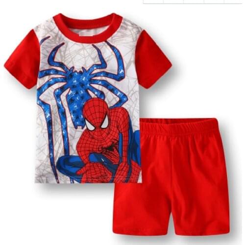 New Neck Boys Cotton Pajamas Set Cartoon Cosy Round For Child kids short sleeve pyjamas Girls Boys Sleepwear pajama set