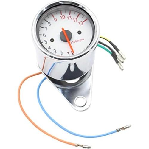Hot Sale Motorcycle Tachometer Wear-resistant Retro Motorcycle Tachometer 0-13000 Tach RPM Gauge Rev Counter Universal DC 12V