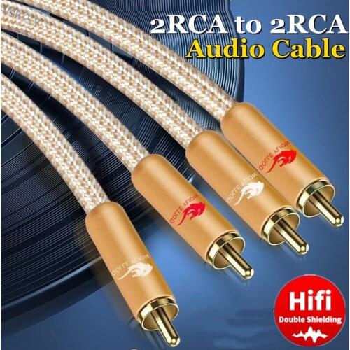 Dual RCA to 2x RCA Male Audio Cable for Amplifier Subwoofer Speaker TV DVD HiFi Home Theater Stereo System Shielded Cords