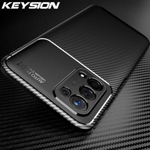 KEYSION Shockproof Case For OPPO A74 5G A95 A55 A54 A94 4G Carbon Fiber Texture silicone Phone back cover for OPPO F19 Pro+ Plus
